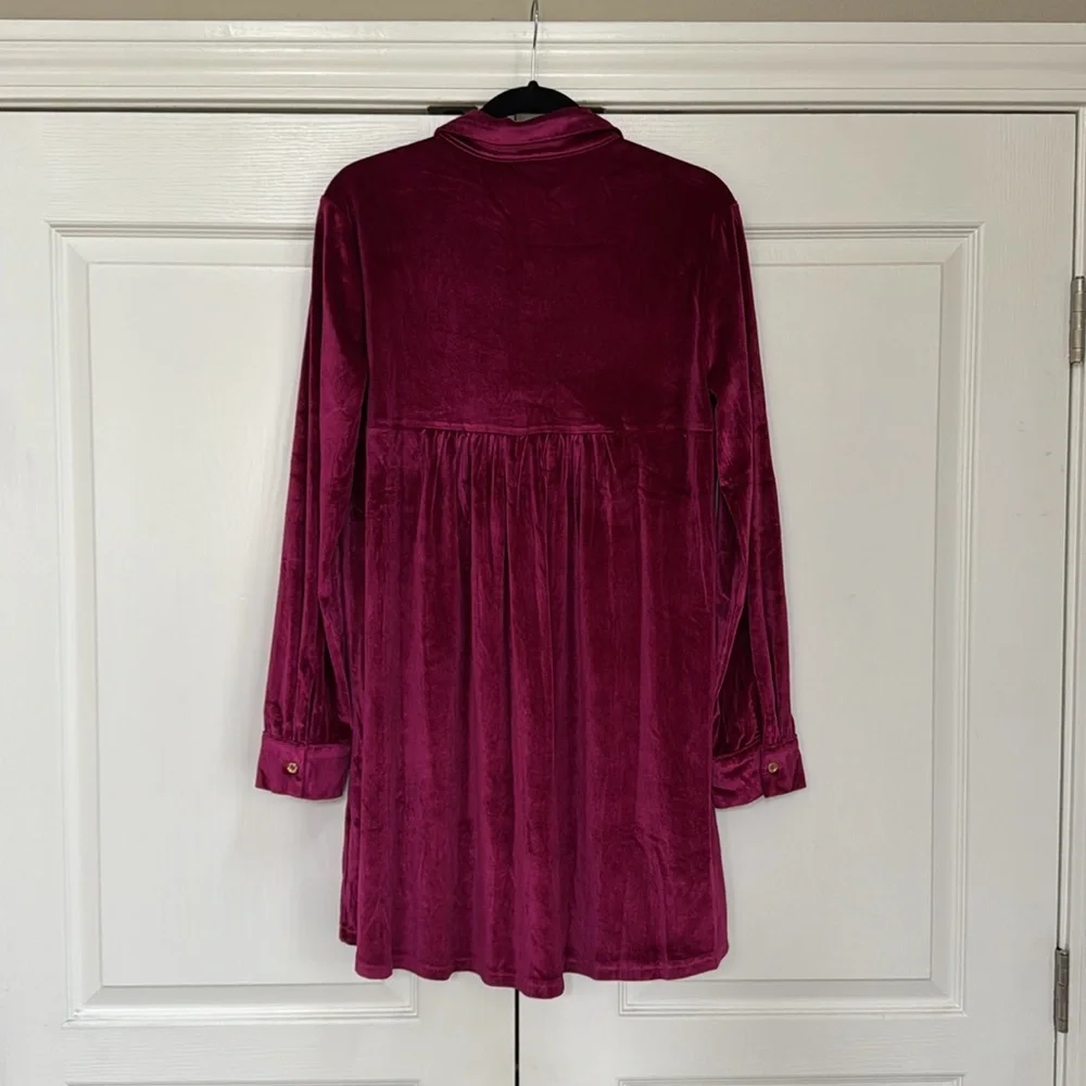 Pinkblush Magenta Velvet Button Down Maternity Dress - Picture 5 of 5
